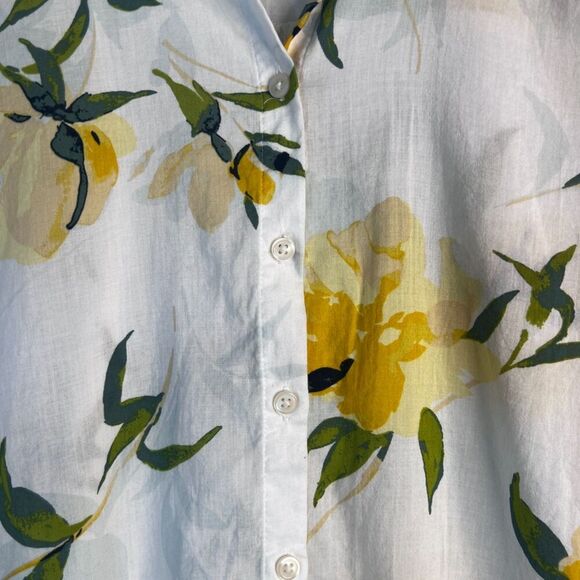 Ann Taylor Factory Petite White Yellow Floral Button Front Shirt Size XXSP - Picture 4 of 8